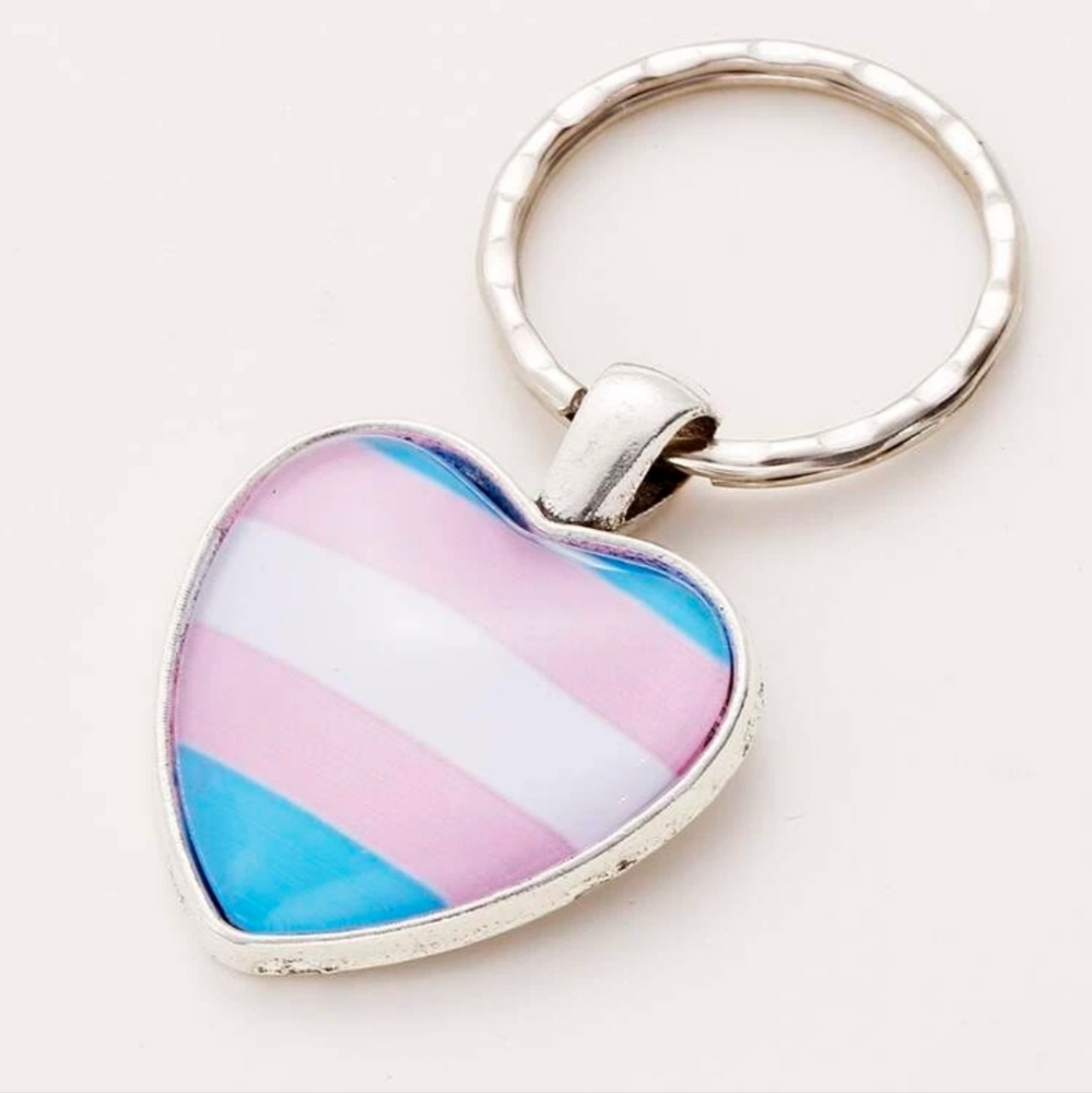 Trans Flag TransPride LGBTQ Pride Keychain - Picture 2 of 5